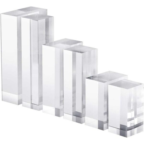 Acrylic Risers, Bases, Product Pedestals Square for display of Jewelry, Food, Product, Figurines, Crafts, Photo Props